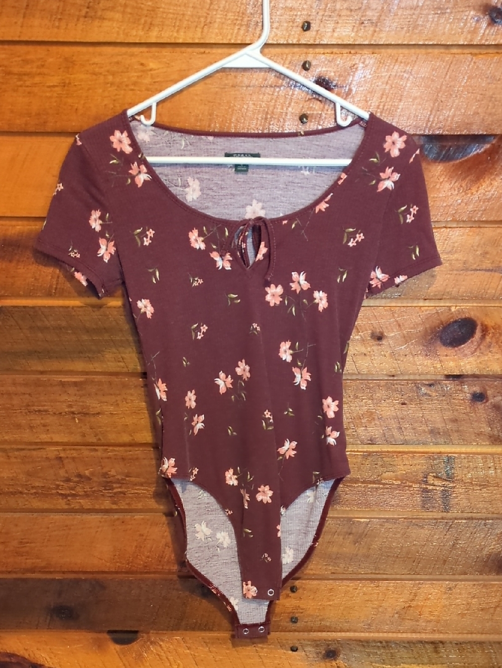 wild fable Burgundy Floral Tie-Front Bodysuit